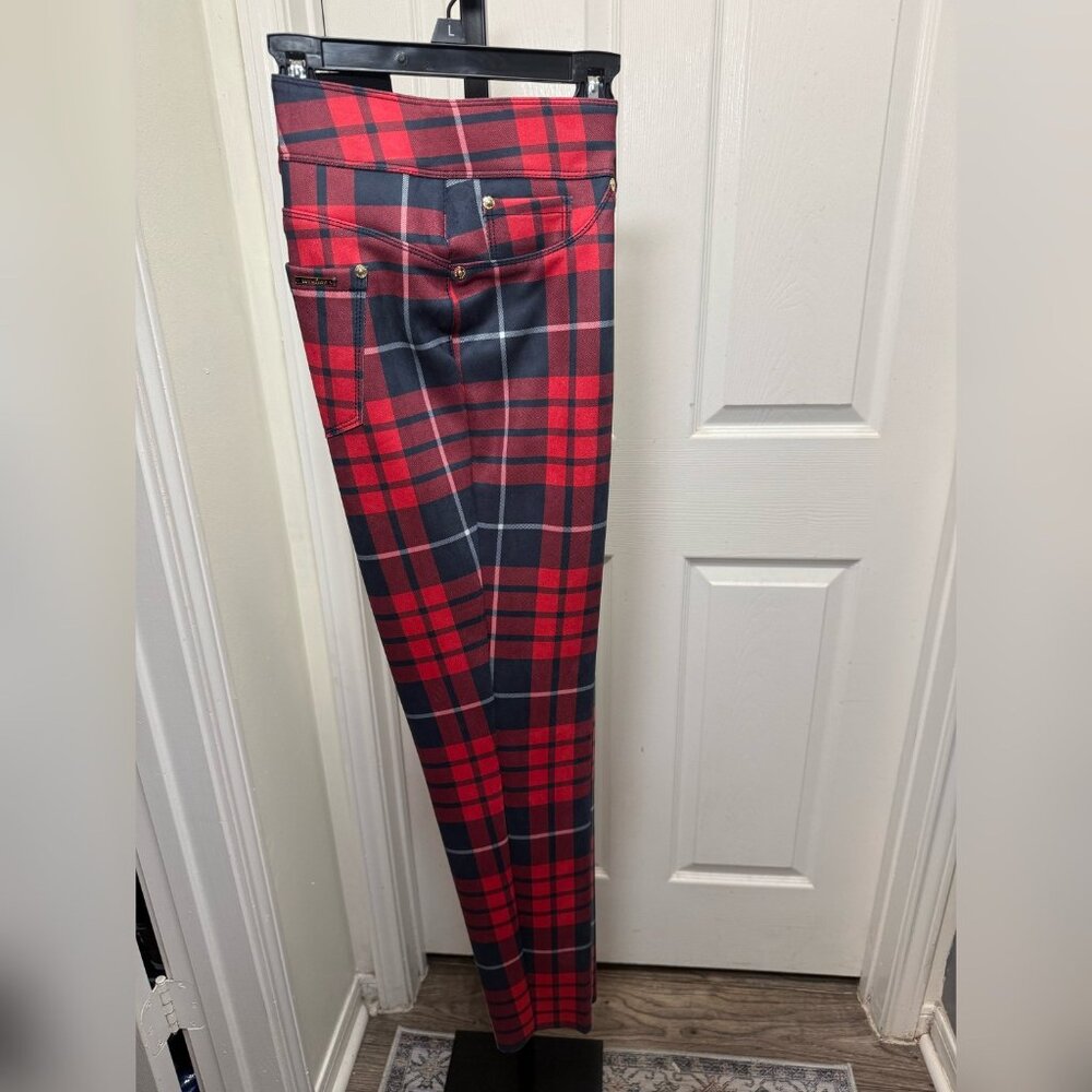 NYGARD LUXE SLIMS - JEGGINGS PONTE SUEDE NAVY/RED - BRAND NEW) - LARGE (14-16)